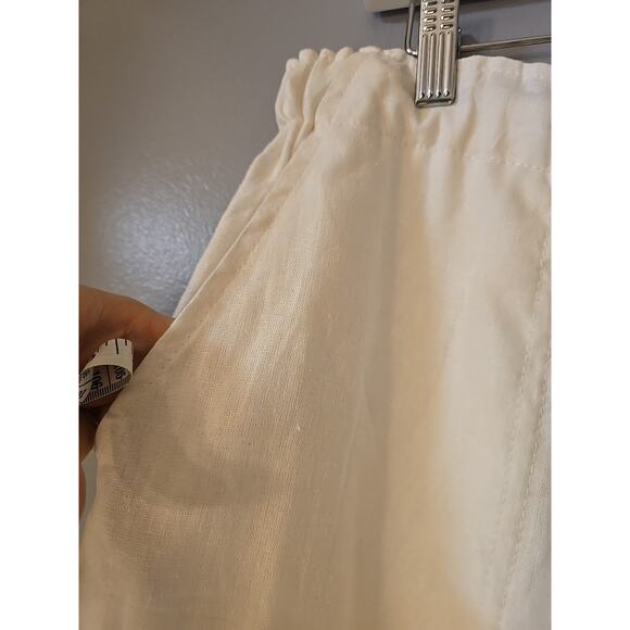 NWT Max Studio White Linen Blend Drawstring Wide Leg Trouser Pants Womans Sz XL - Picture 4 of 9